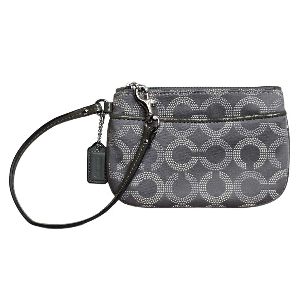 Coach Signature C Small Silver Grey Wristlet F45659